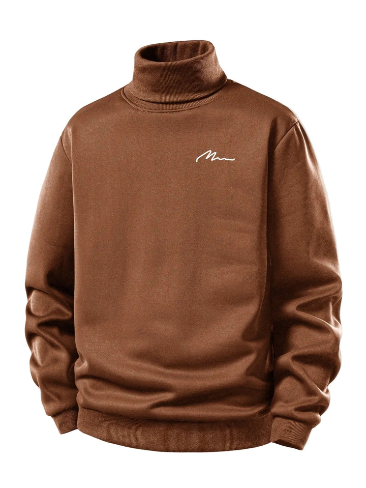 Heren Teddy Fleece Gevoerde Coltrui in bruin, Warm Casual Pullover