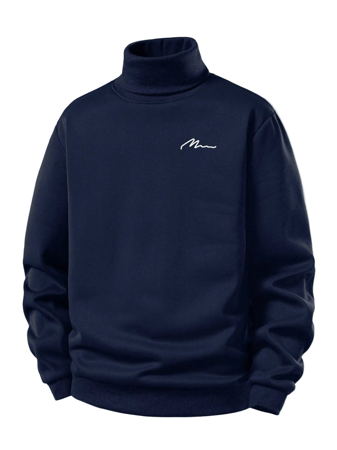 Heren Teddy Fleece Gevoerde Coltrui in marineblauw, Warm Casual Pullover