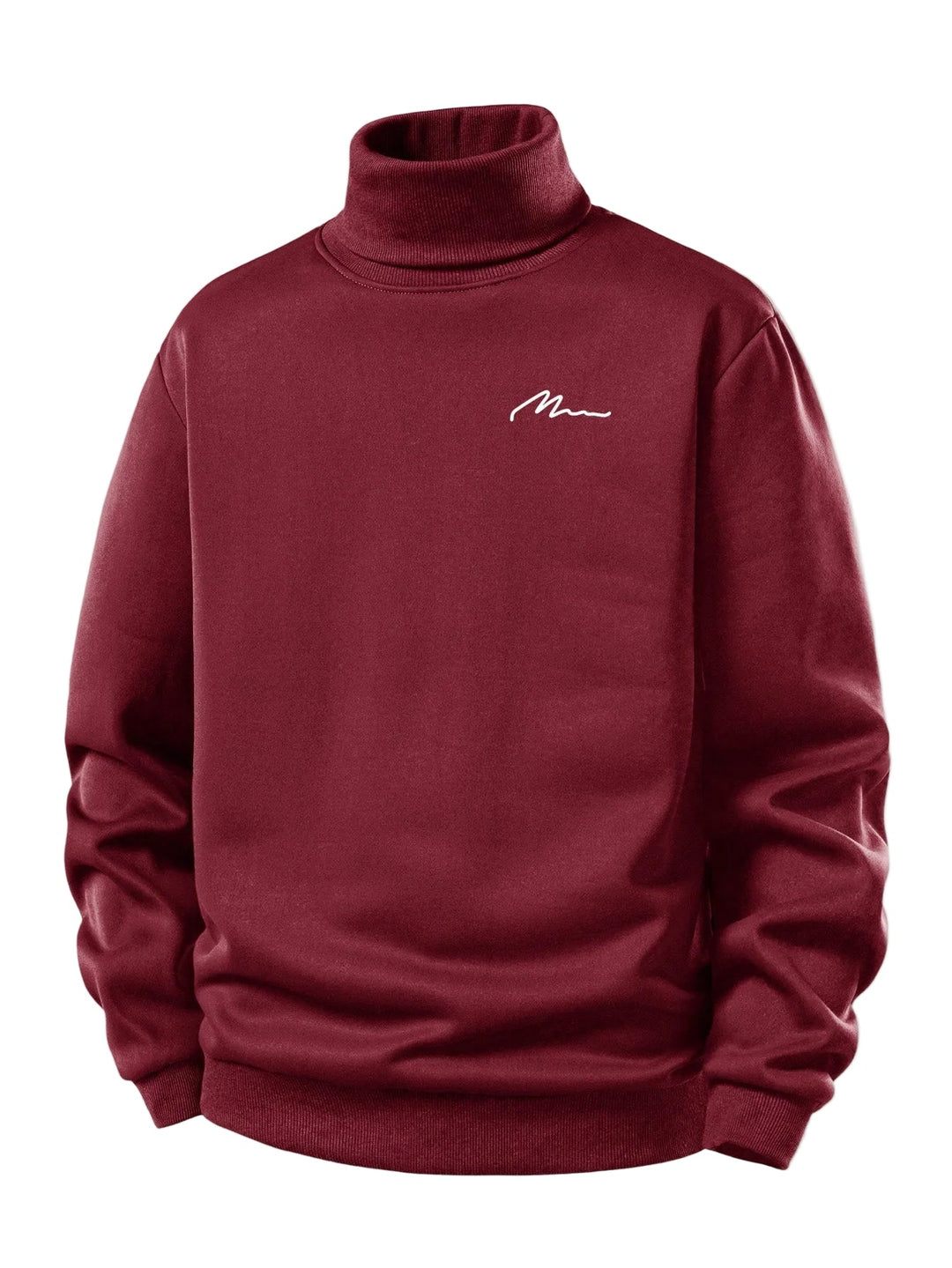 Heren Teddy Fleece Gevoerde Coltrui in wijnrood, Warm Casual Pullover