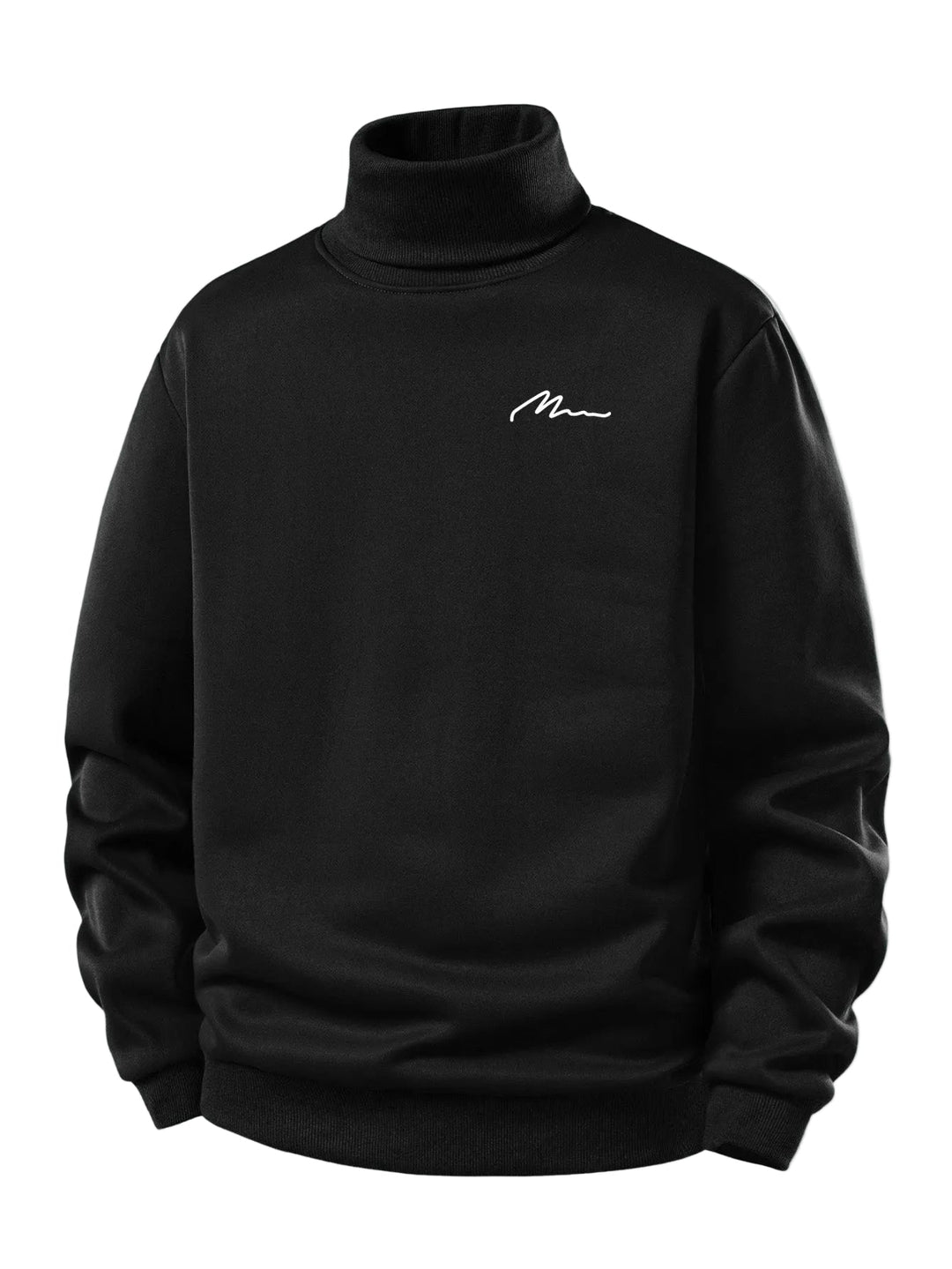 Heren Teddy Fleece Gevoerde Coltrui in zwart, Warm Casual Pullover