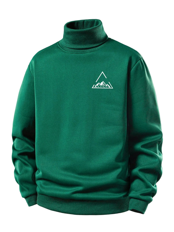 Heren Teddy Fleece Gevoerde Coltrui in donkergroen, Warm Comfort Pullover