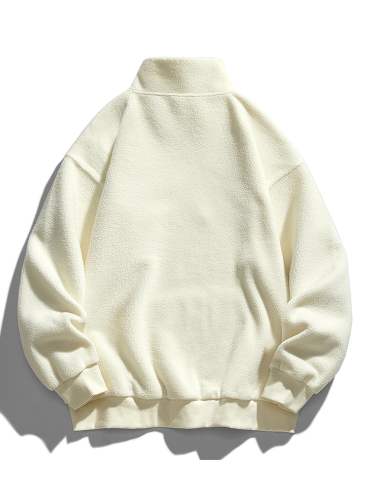 Heren Teddy Fleece Half-Zip Sweatshirt - Relaxed Fit
