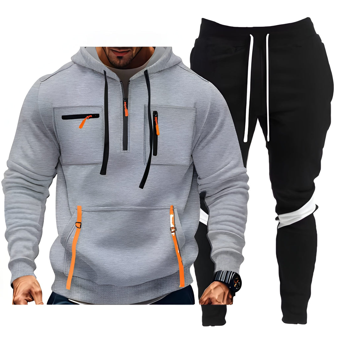 Heren Trainingspak Hoodie & Joggingbroek - Sportief & Comfortabel - Grijs