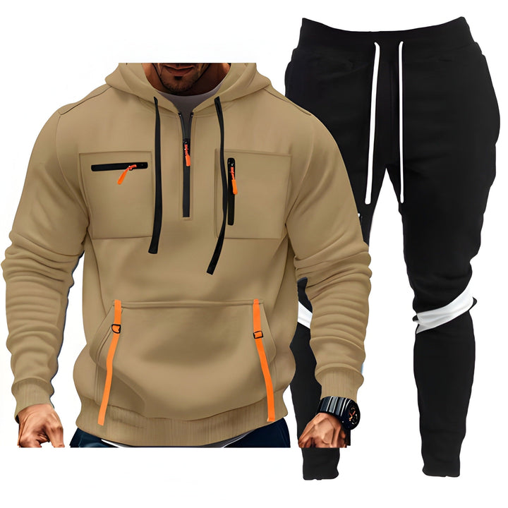Heren Trainingspak Hoodie & Joggingbroek - Sportief & Comfortabel - Khaki