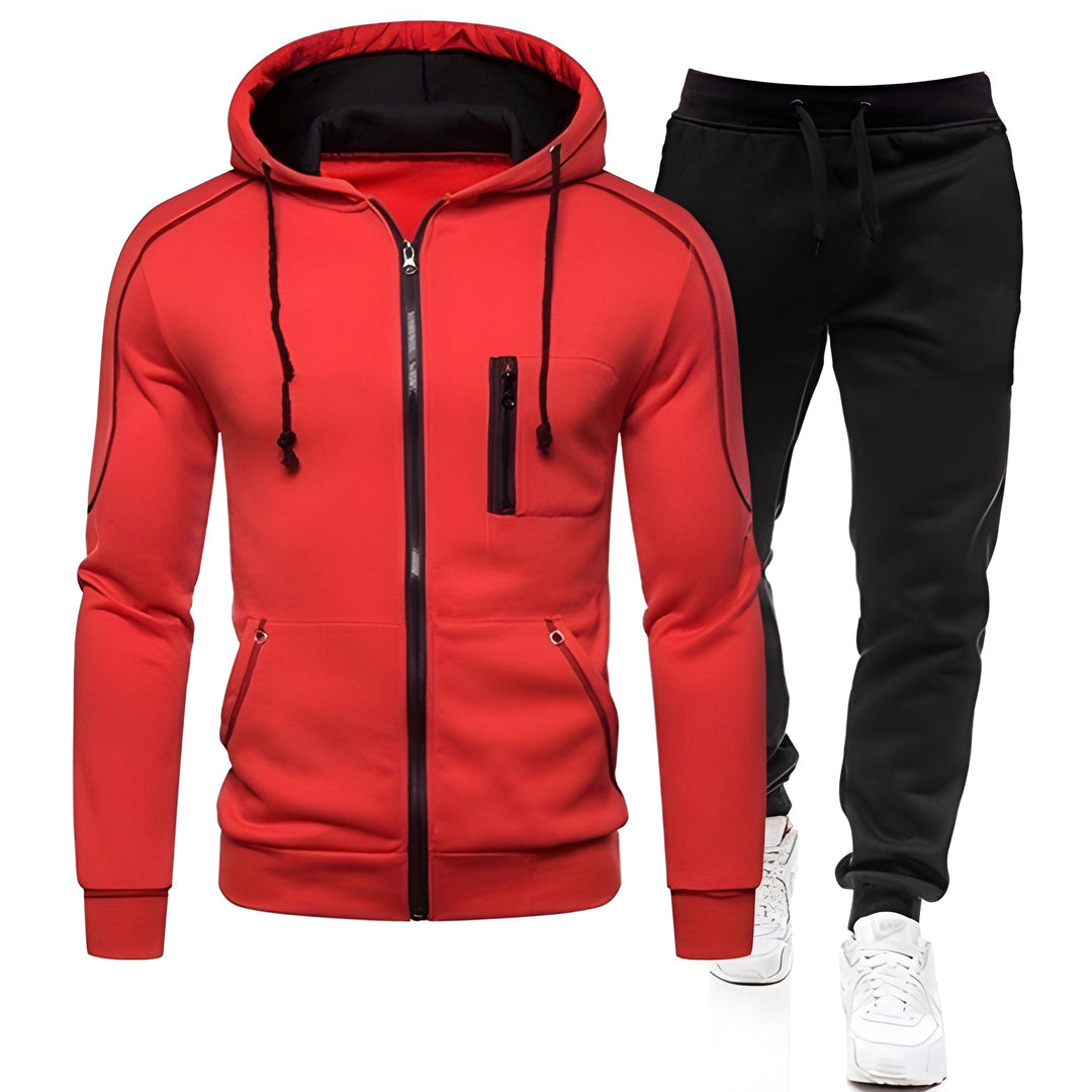 Heren Trainingspak Hoodie & Joggingbroek - Warm & Sportief - Rood