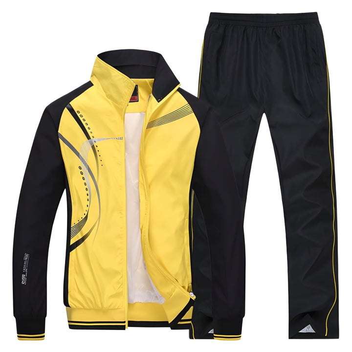 Heren Trainingspak Tweedelig - Sportief Casual Jack en Broek - Geel