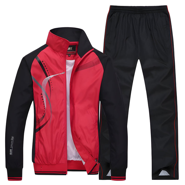 Heren Trainingspak Tweedelig - Sportief Casual Jack en Broek - Rood