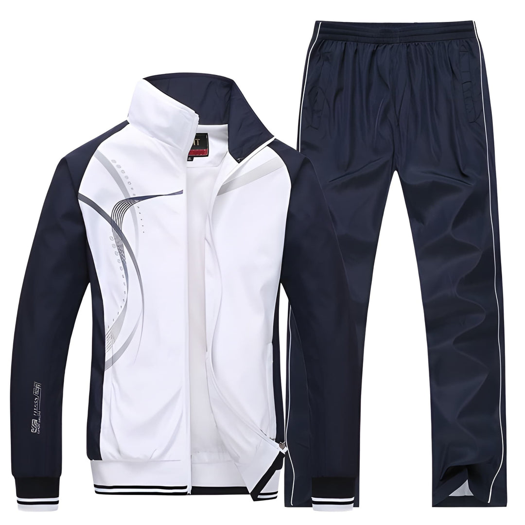 Heren Trainingspak Tweedelig - Sportief Casual Jack en Broek - Wit