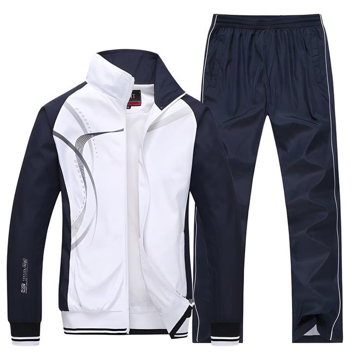 Heren Trainingspak Tweedelig - Sportief Casual Jack en Broek - Wit