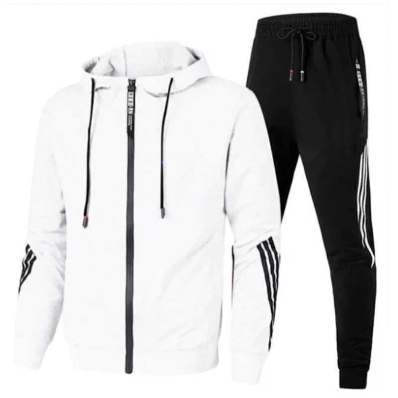 Heren Trainingsset Vest en Broek - Sportief Comfort - Wit