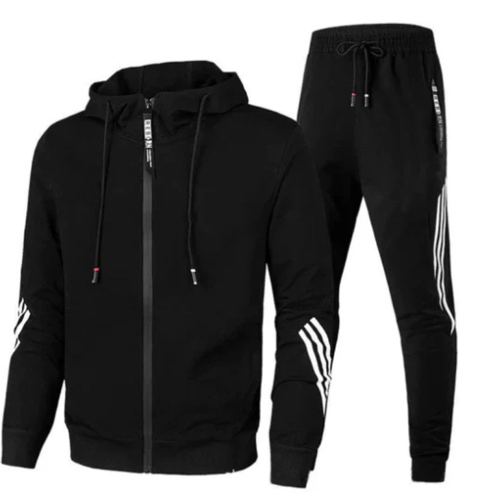 Heren Trainingsset Vest en Broek - Sportief Comfort - Zwart