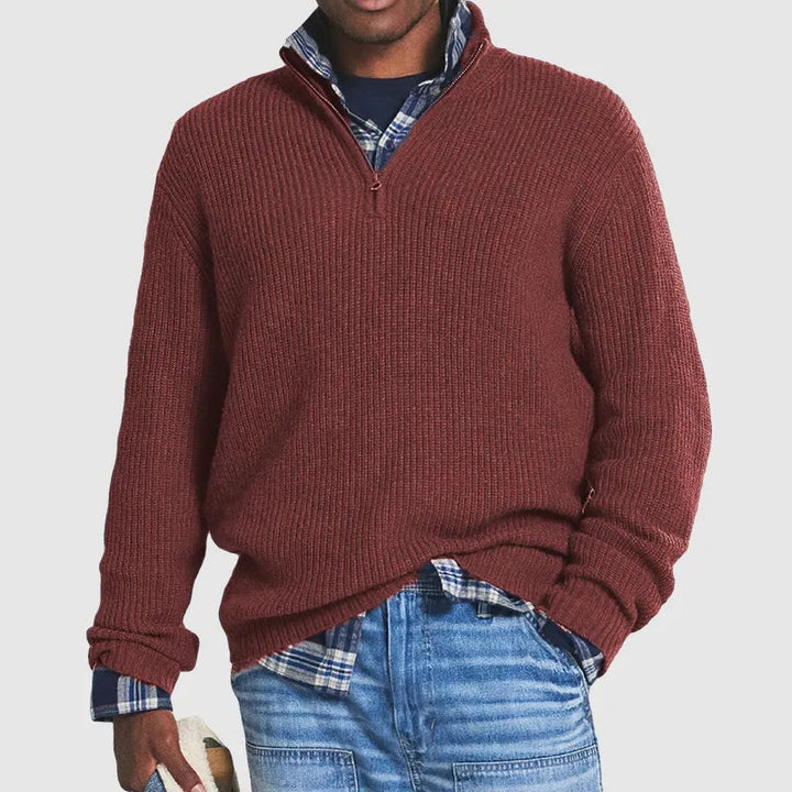 Heren trui met halve rits - modern comfort - Rood