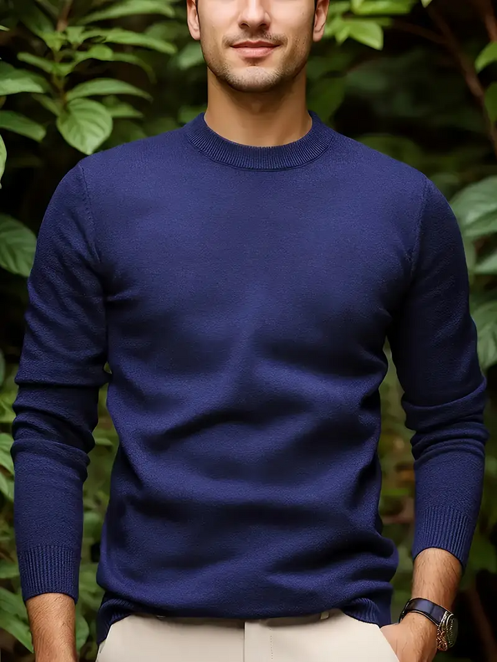 Heren Trui Ronde Hals Modern Fit - Zacht & Warm - Blauw