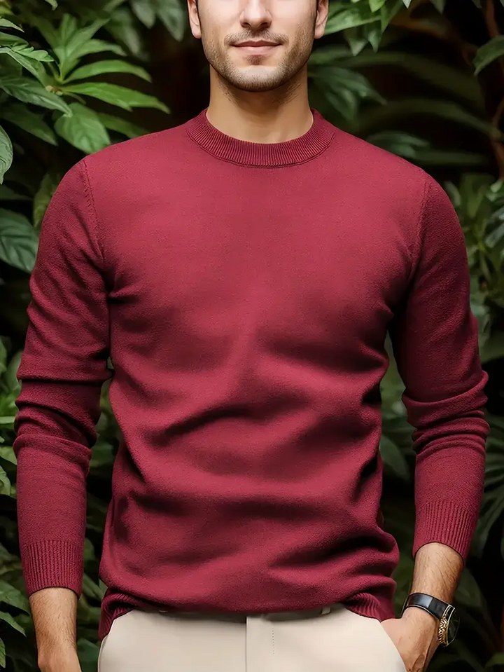 Heren Trui Ronde Hals Modern Fit - Zacht & Warm - Rood