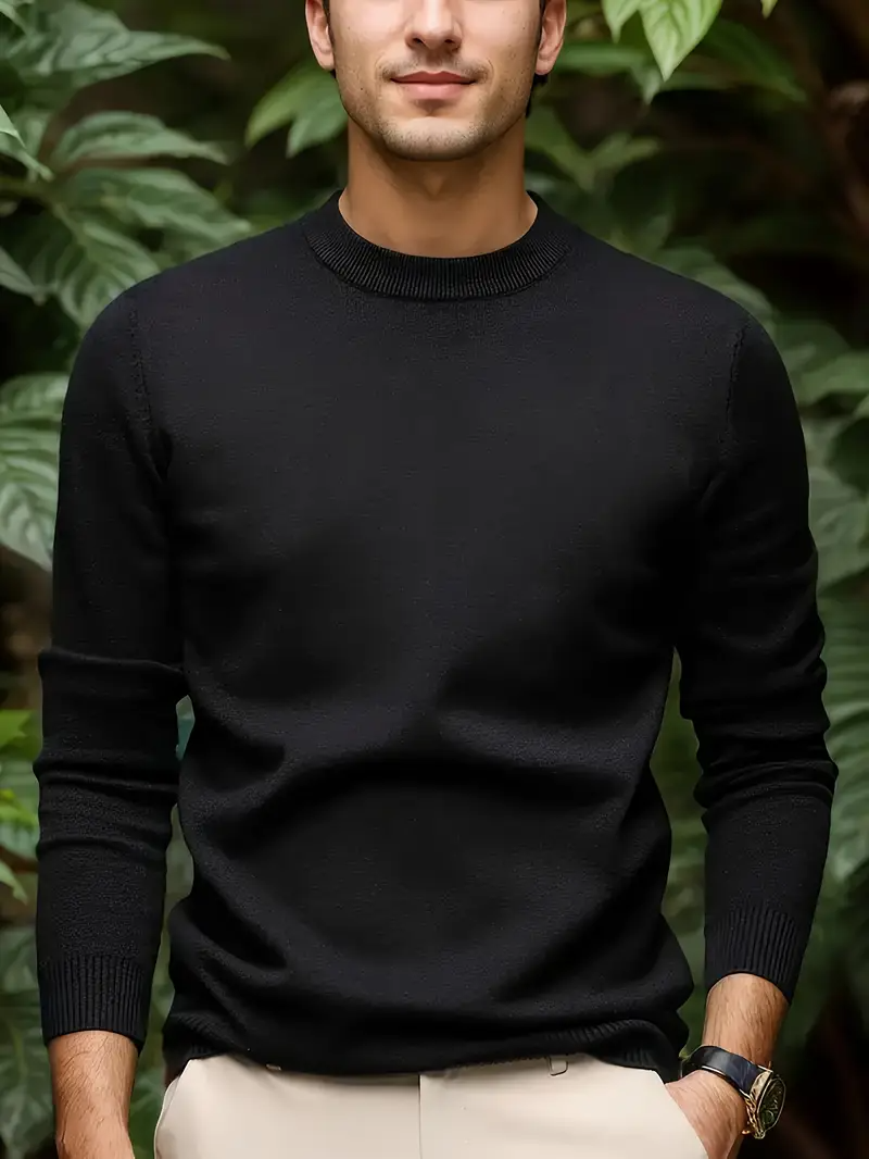 Heren Trui Ronde Hals Modern Fit - Zacht & Warm - Zwart