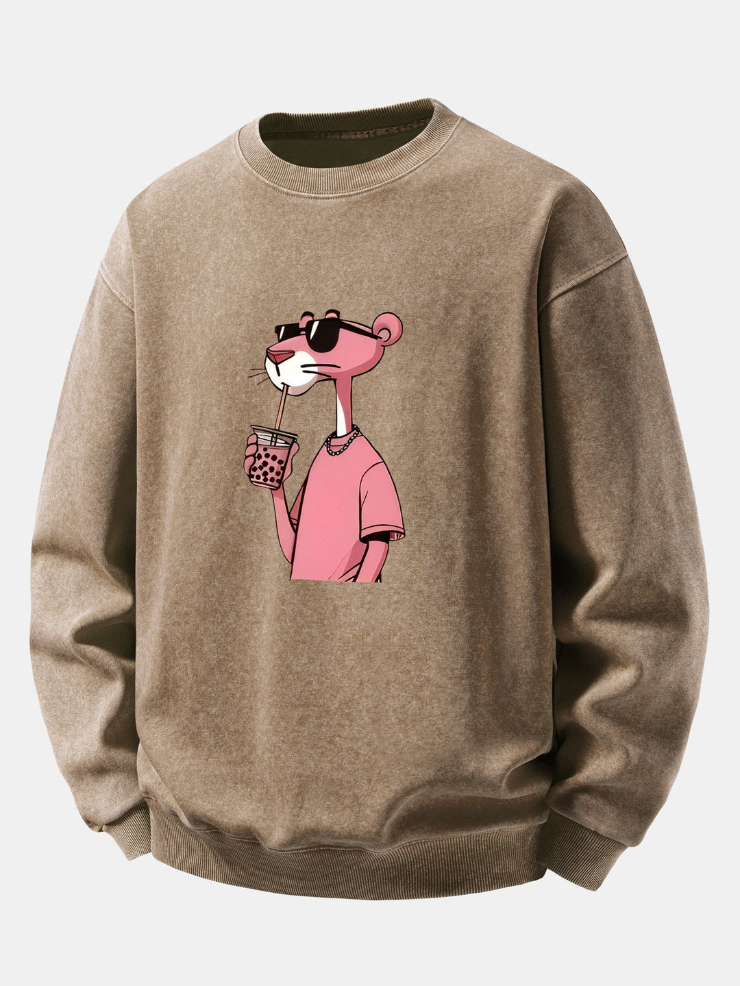 Heren Vintage Gewassen Katoenen Sweatshirt met Grafische Print in bruin, Relax