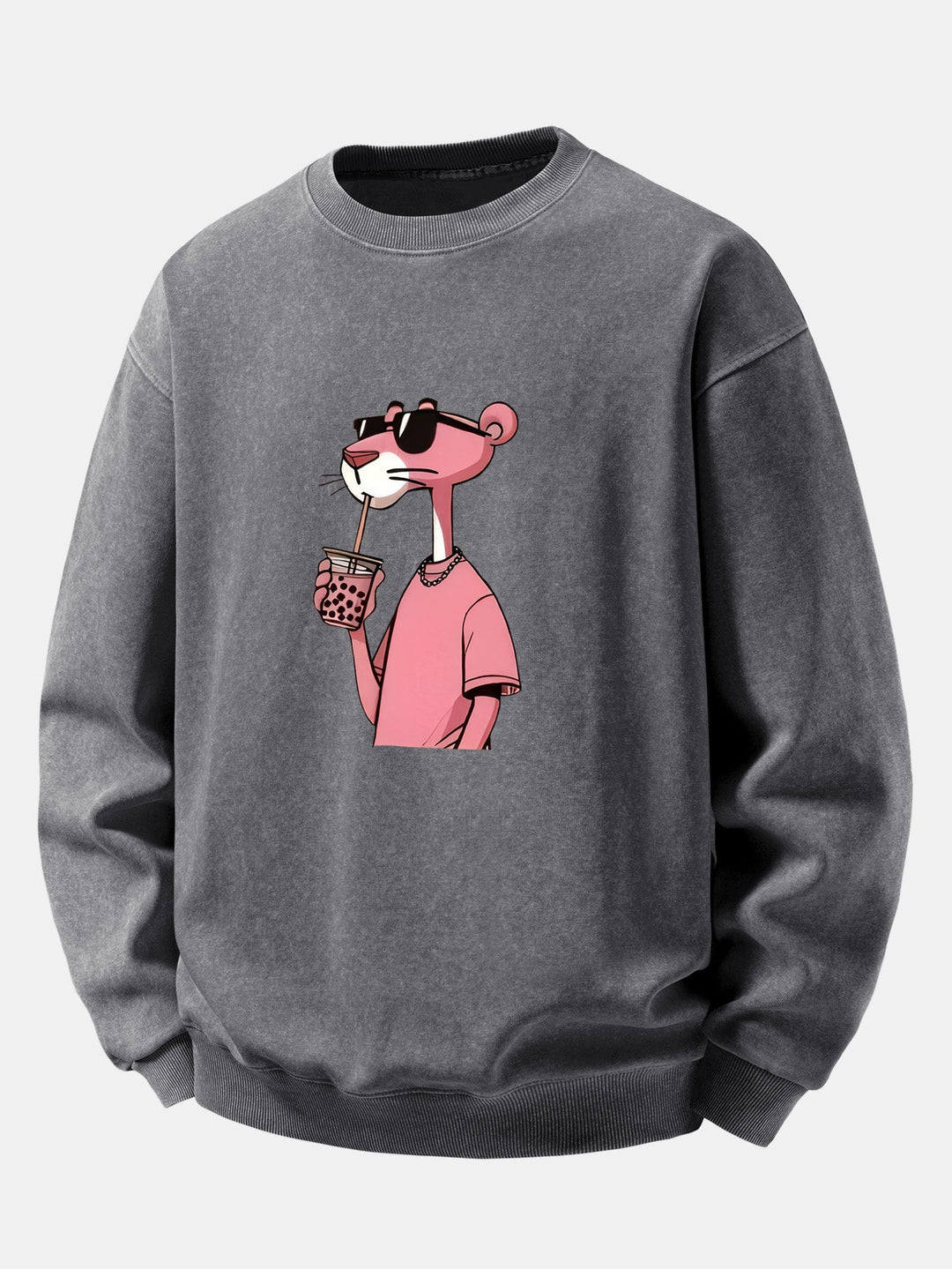 Heren Vintage Gewassen Katoenen Sweatshirt met Grafische Print in grijs, Relax