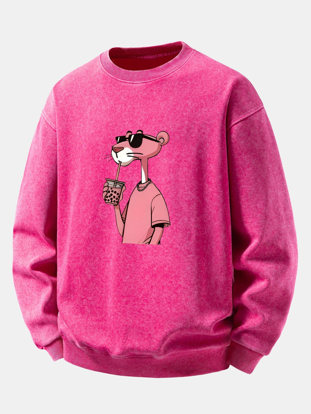 Heren Vintage Gewassen Katoenen Sweatshirt met Grafische Print in roze, Relax