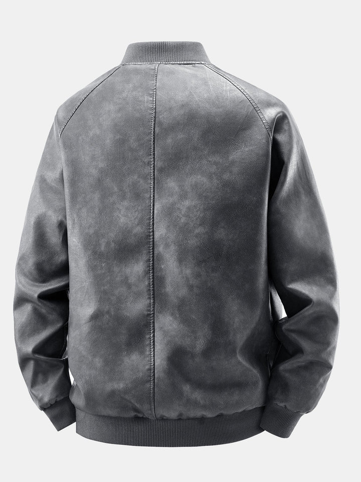 Heren Vintage Gewassen Kunstleren Bomberjack - Relaxed Fit