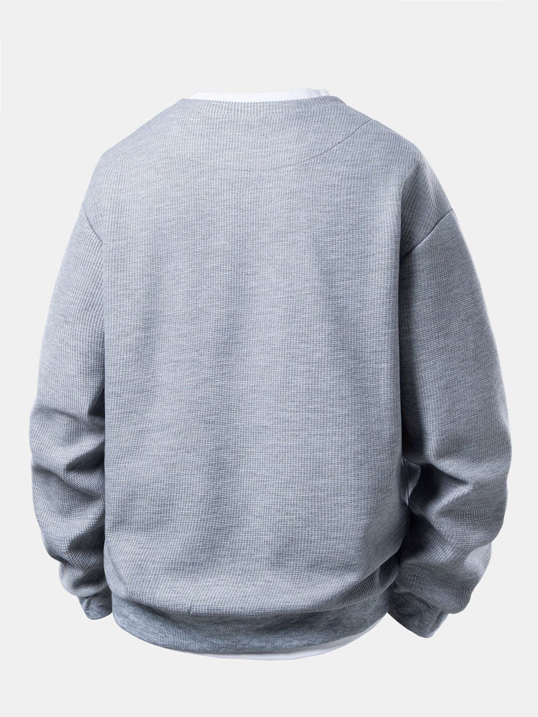 Heren Wafel Textuur Sweatshirt - Relaxed Fit Crew Neck