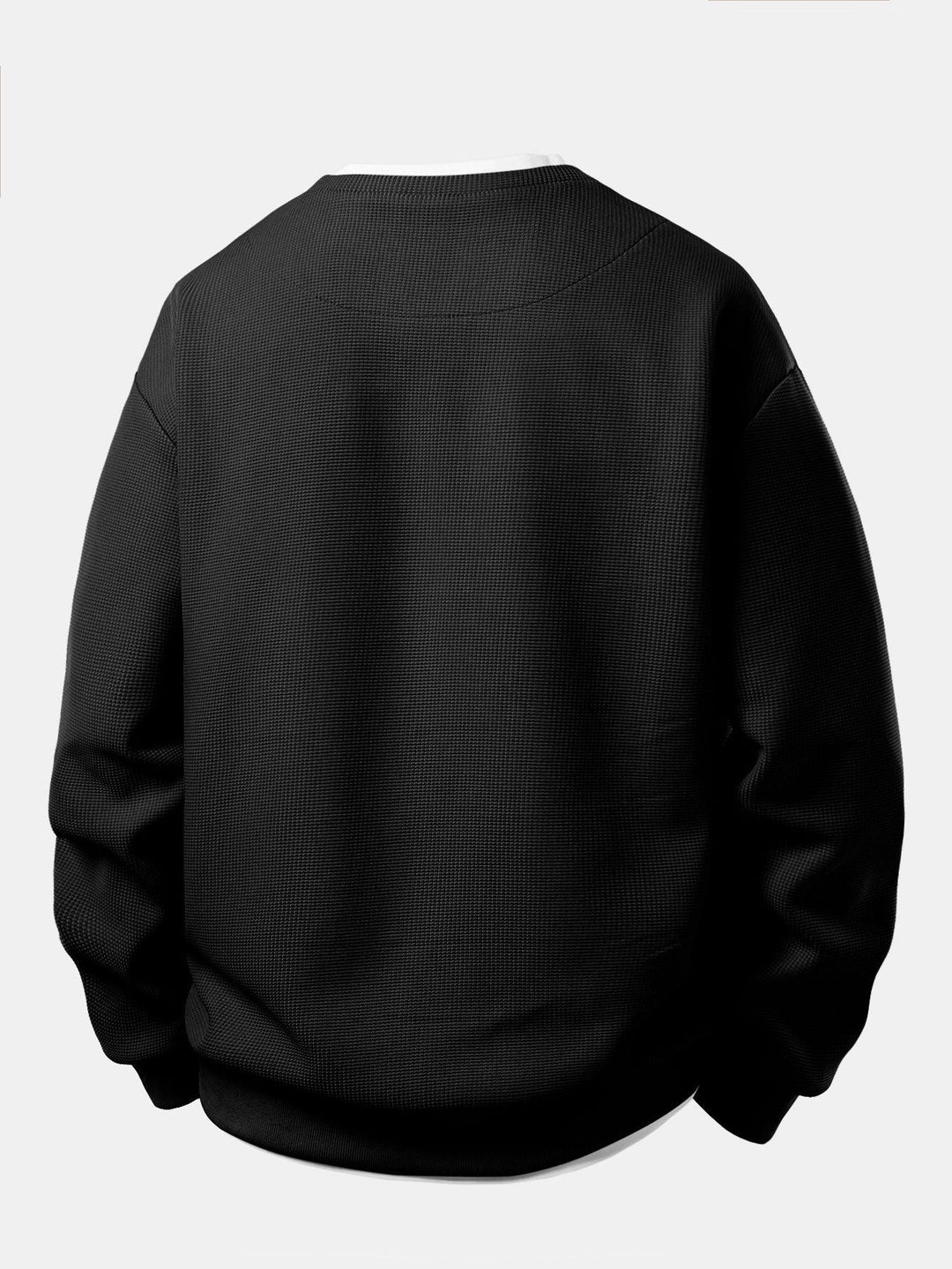 Heren Wafel Textuur Sweatshirt - Relaxed Fit Crew Neck