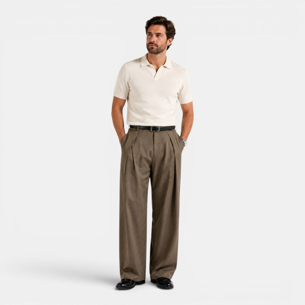 Heren Wijde Broek met Plooien - Ontspannen Tailored Fit