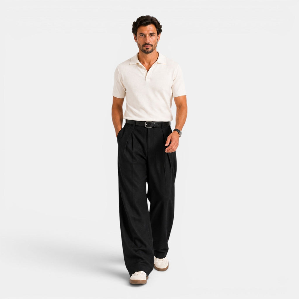Heren Wijde Broek met Plooien - Ontspannen Tailored Fit