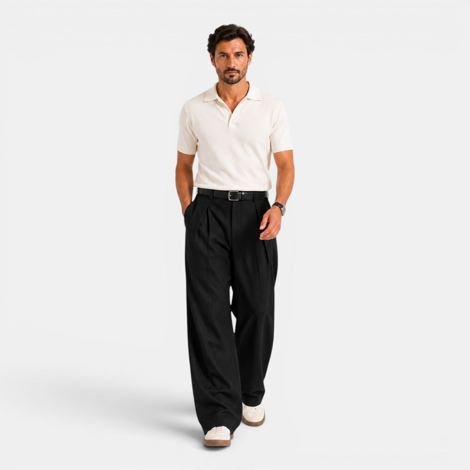 Heren Wijde Broek met Plooien - Ontspannen Tailored Fit
