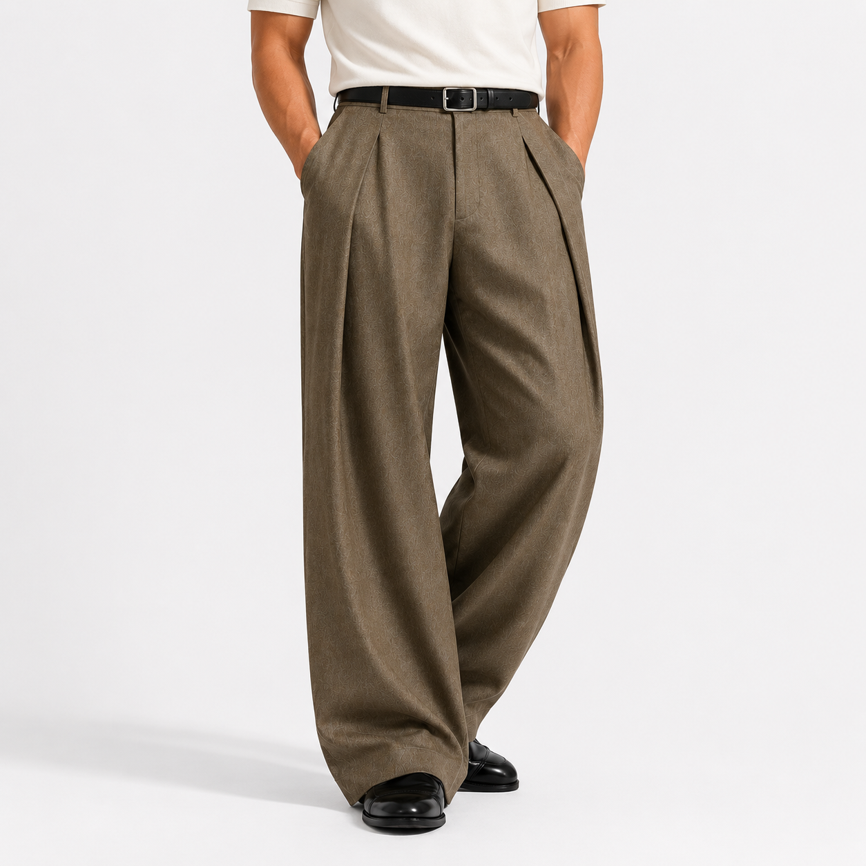 Heren Wijde Broek met Plooien - Ontspannen Tailored Fit - Taupe