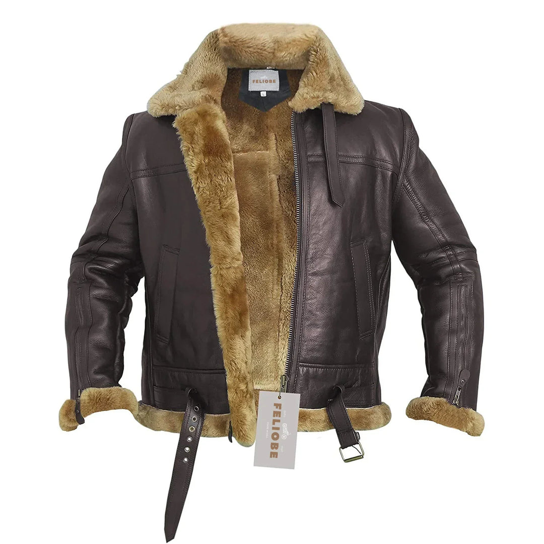 Heren Winterjas Bomberjack - Gevoerd & Ritssluiting - Bruin