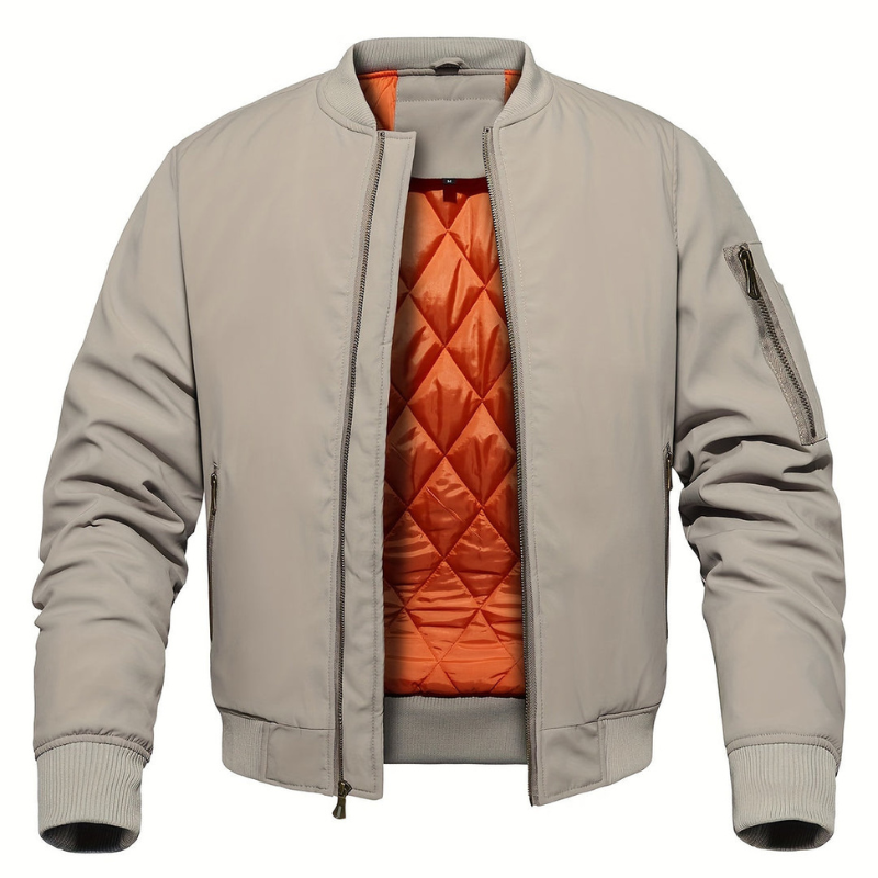 Heren Winterjas Bomberjas - Klassiek Design met Ritssluiting - Beige