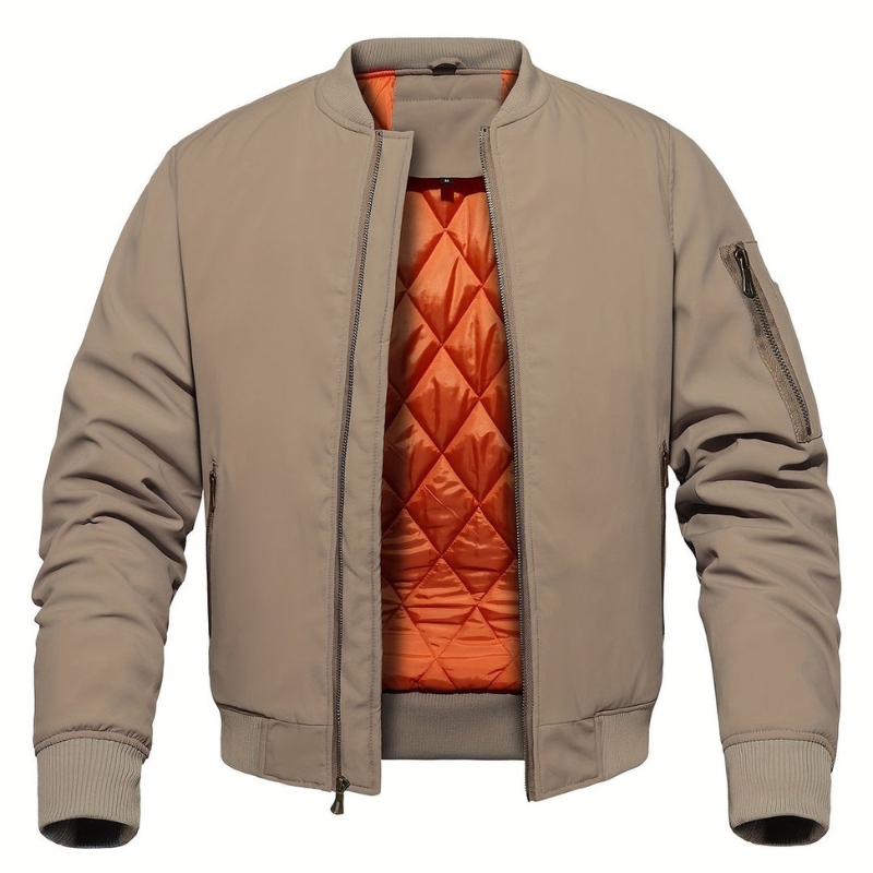 Heren Winterjas Bomberjas - Klassiek Design met Ritssluiting - Beige