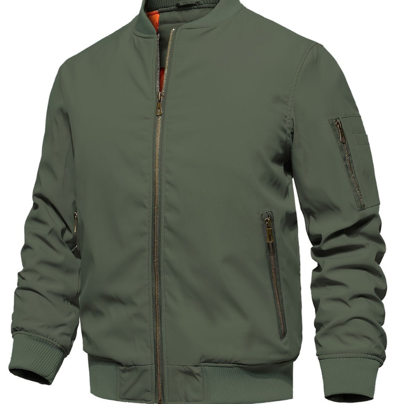 Heren Winterjas Bomberjas - Klassiek Design met Ritssluiting - Olijfgroen