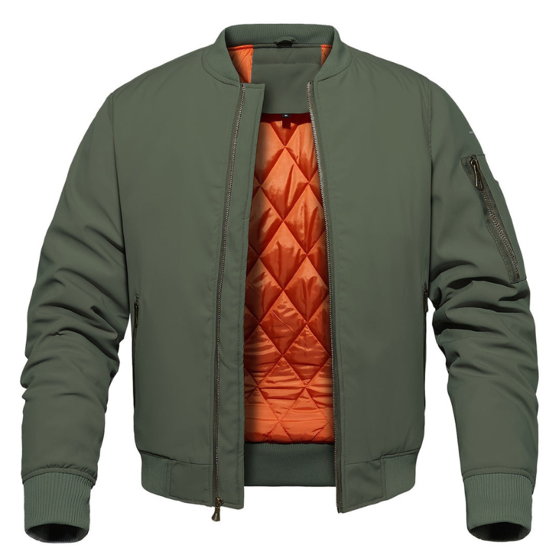 Heren Winterjas Bomberjas - Klassiek Design met Ritssluiting - Olijfgroen