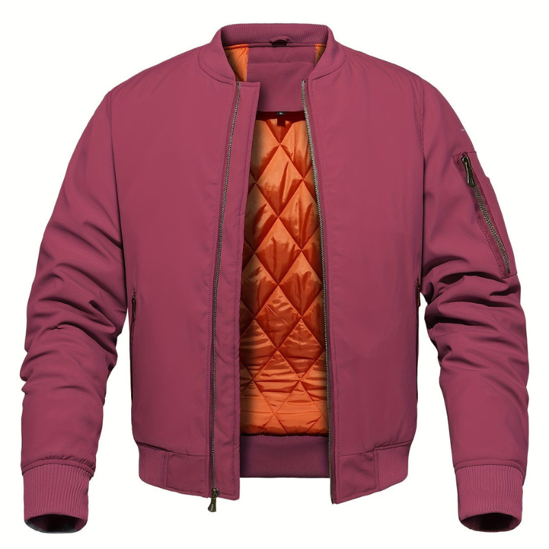 Heren Winterjas Bomberjas - Klassiek Design met Ritssluiting - Rood