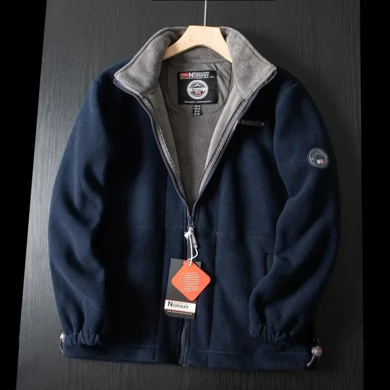 Heren Winterjas Fleece - Warme Pasvorm - Blauw