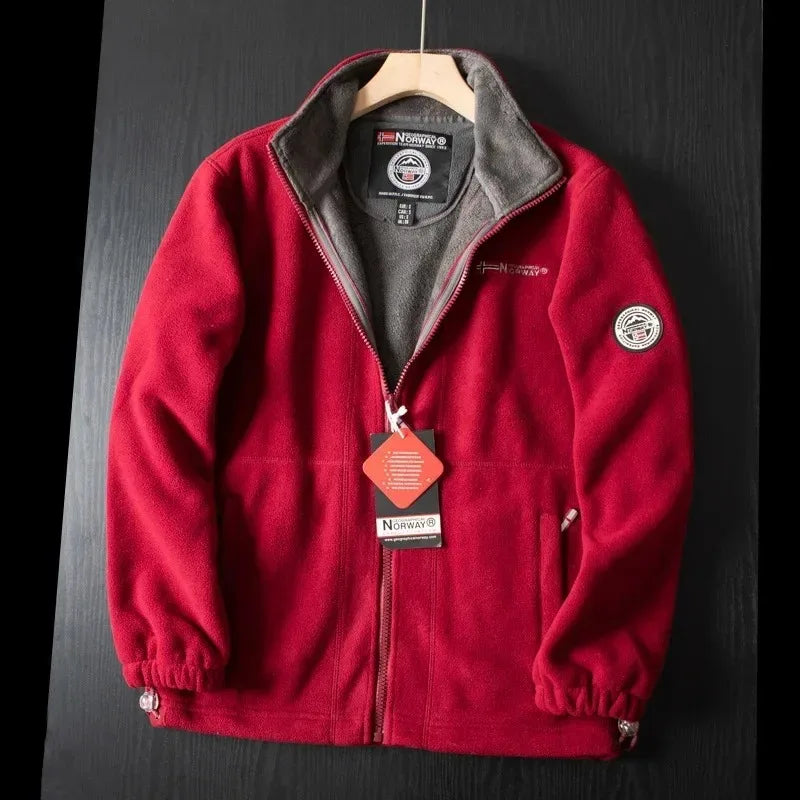 Heren Winterjas Fleece - Warme Pasvorm - Rood