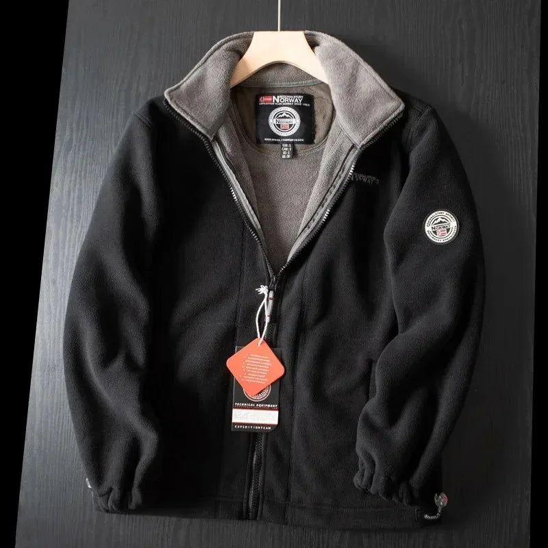 Heren Winterjas Fleece - Warme Pasvorm - Zwart