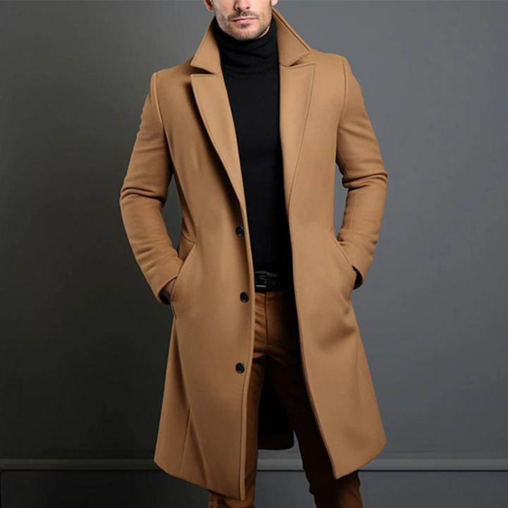 Heren Winterjas Lange Mantel - Stijlvol Design - Khaki