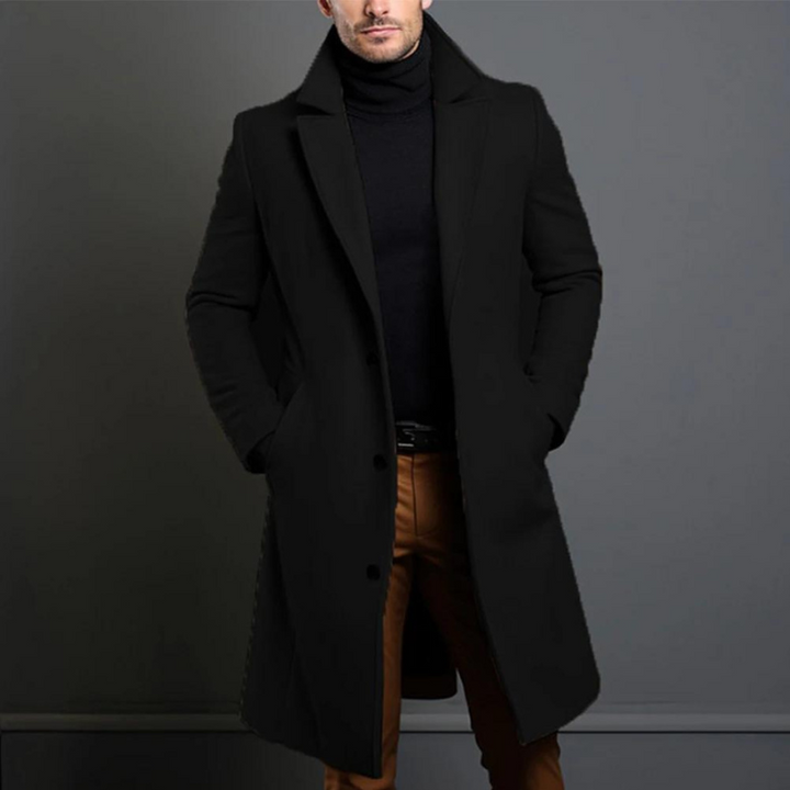 Heren Winterjas Lange Mantel - Stijlvol Design - Zwart