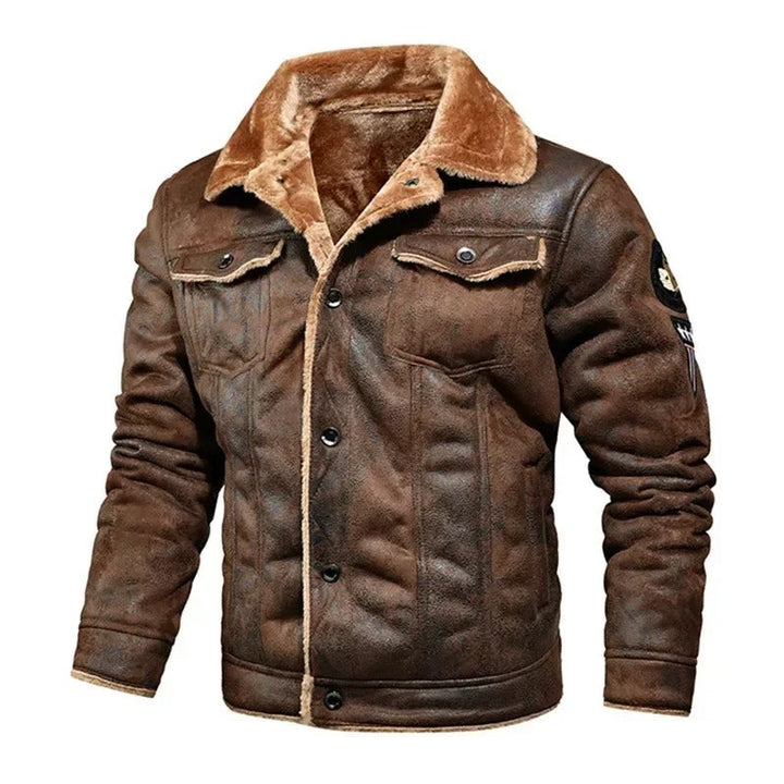 Heren winterjas met bontkraag - klassieke stijl - Bruin