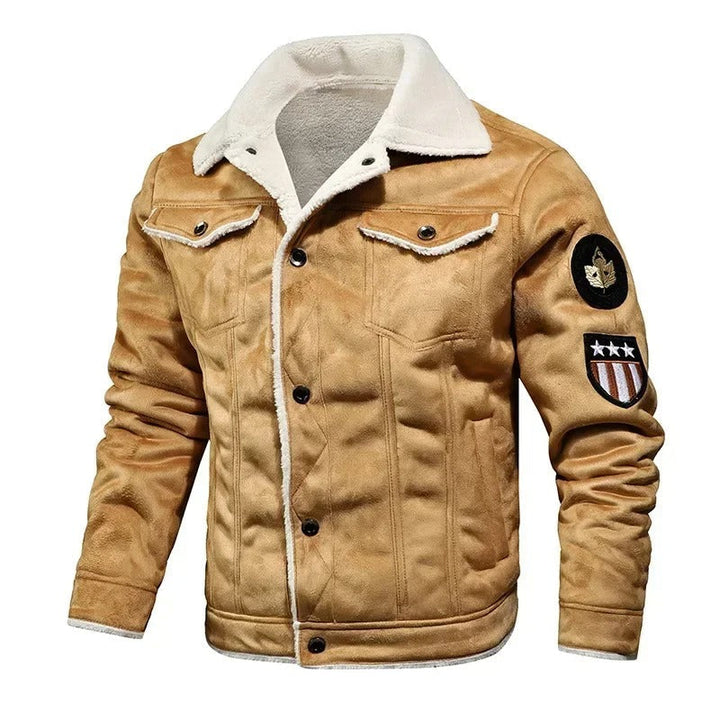 Heren winterjas met bontkraag - klassieke stijl - Khaki