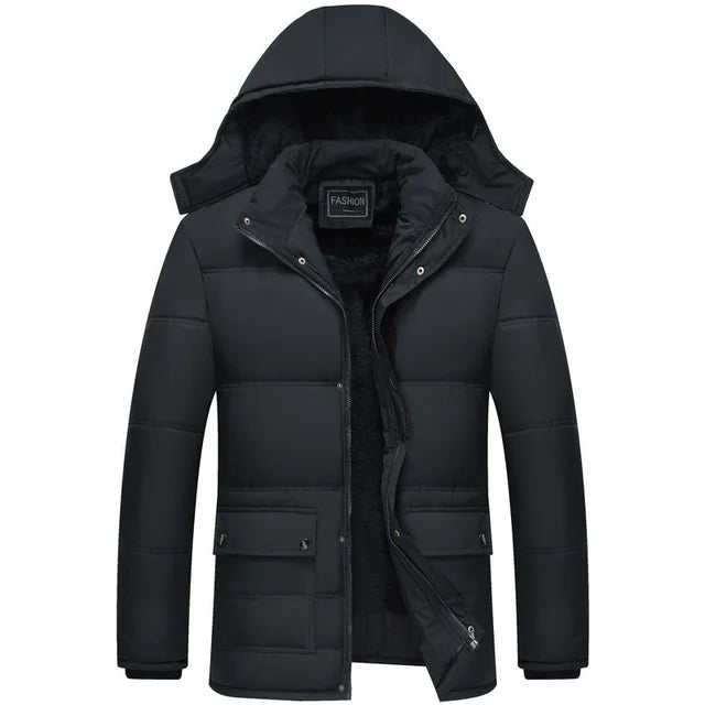 Heren Winterjas met Capuchon - Gestroomlijnd Design - Zwart