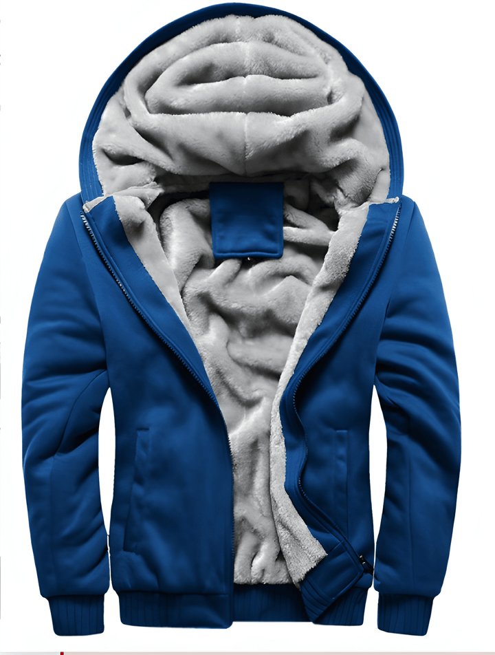 Heren Winterjas met Capuchon - Pluche Afwerking - Blauw