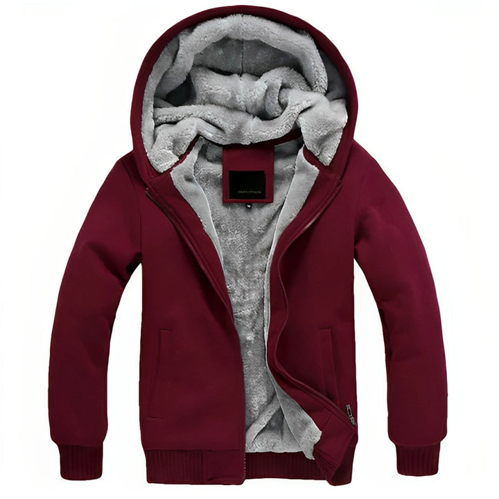 Heren Winterjas met Capuchon - Pluche Afwerking - Rood