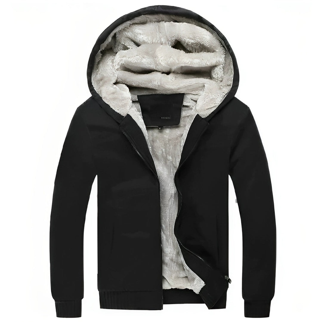 Heren Winterjas met Capuchon - Pluche Afwerking - Zwart