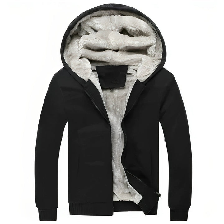Heren Winterjas met Capuchon - Pluche Afwerking - Zwart