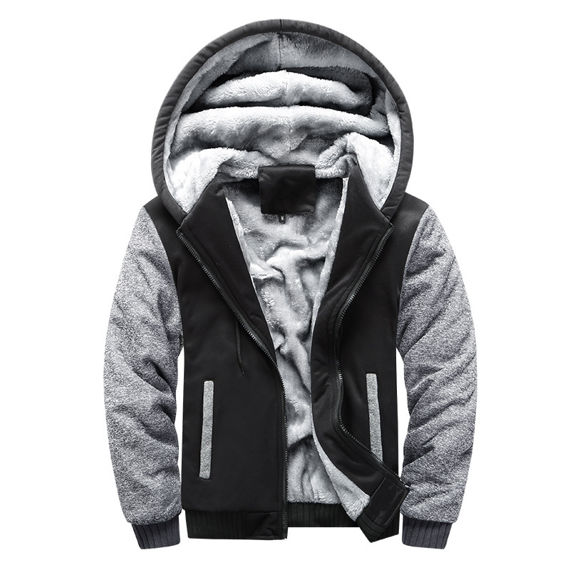 Heren winterjas met capuchon - warm en stijlvol - Zwart-Grijs