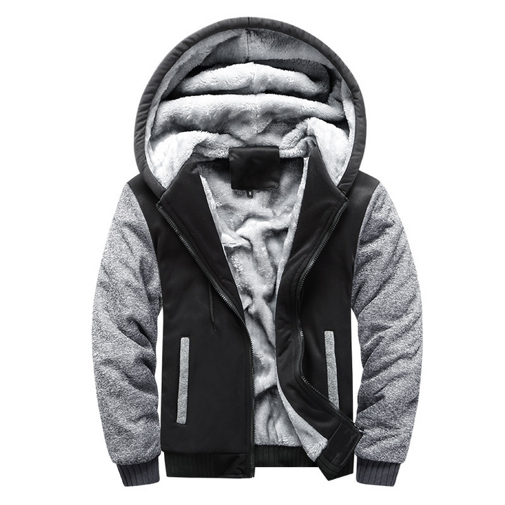 Heren winterjas met capuchon - warm en stijlvol - Zwart-Grijs