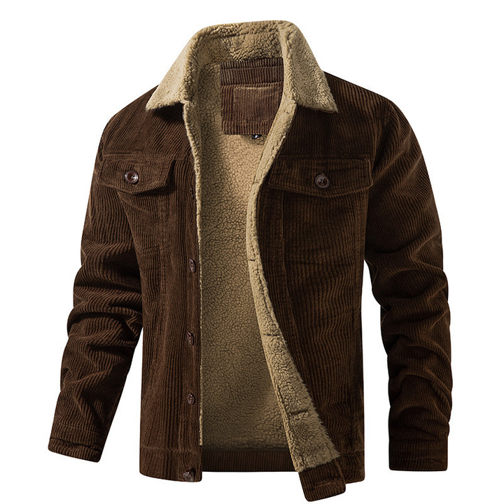 Heren Winterjas met Plush Voering - Warme Casual Jas - Bruin